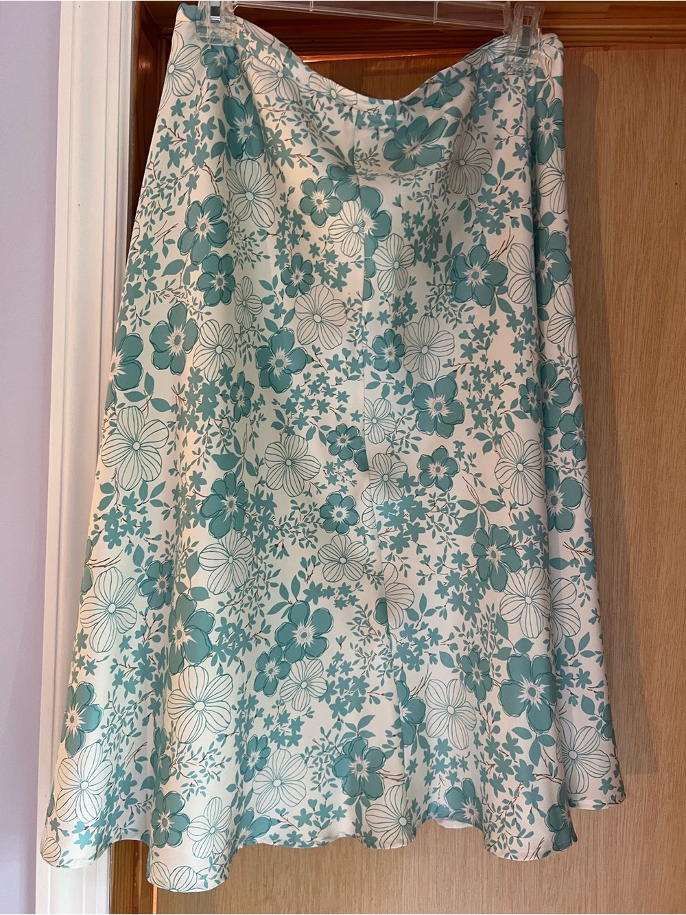 Kate Hill Teal silk Floral Circle Skirt
